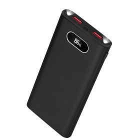 Green-Black-Red Color Options -- 1Pc 20000Mah Power Bank Portable Charger External Battery Pack 22.5W Super Fast Charging With LED Display Flashl (Color: Black)