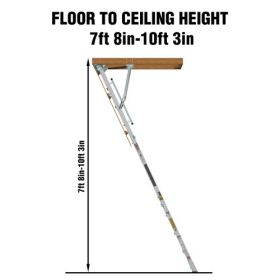 Household Aluminum Attic Ladder (Color: Grey)